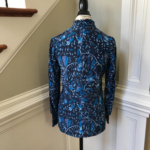 Charlotte Brody Gathered Top Shirt Blouse Womens Small Blue Purple Long Sleeve - Picture 9 of 10